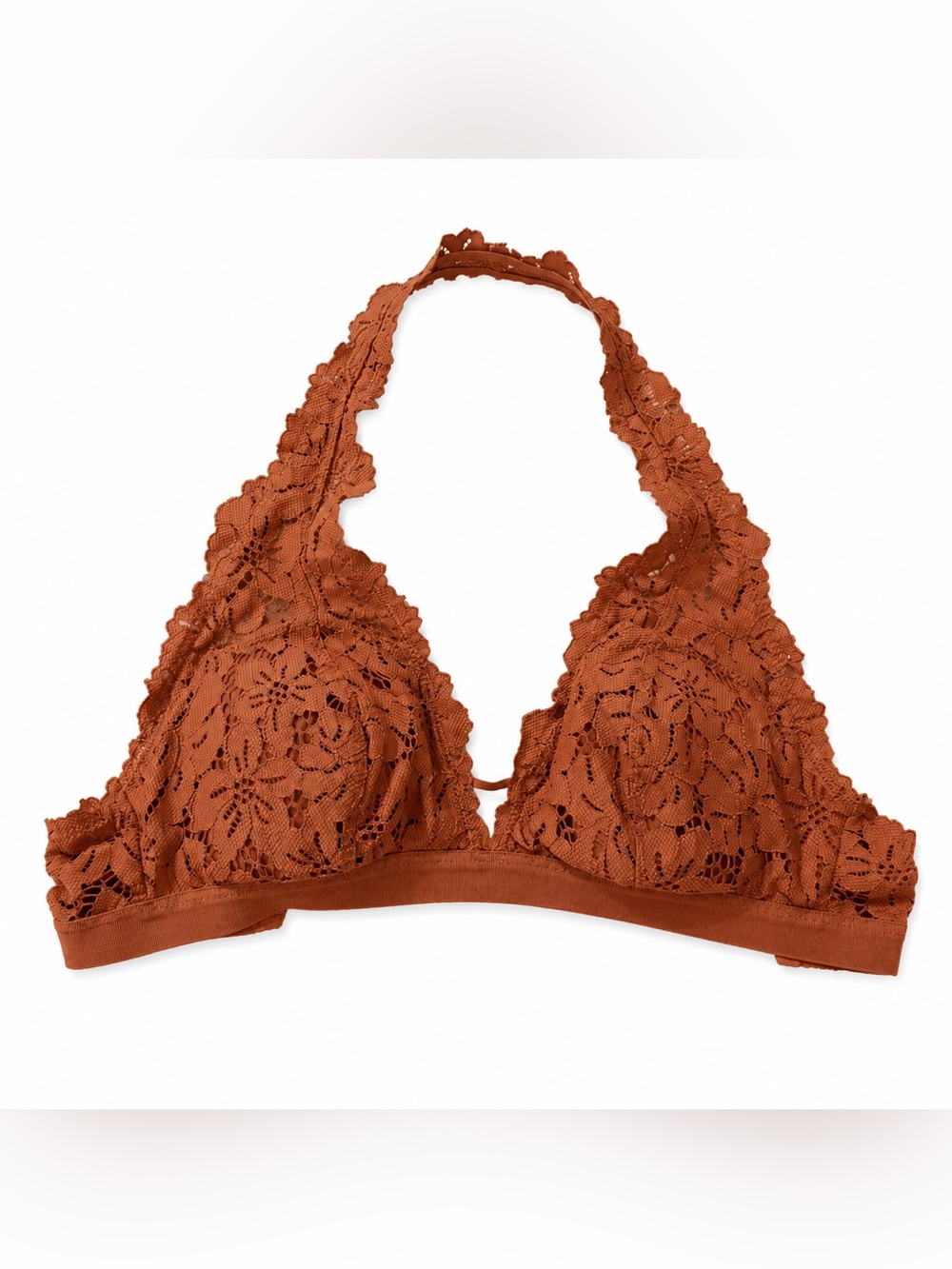 Aerie Real Good Rust Lace Halter Bralette Wireless Bra Small
